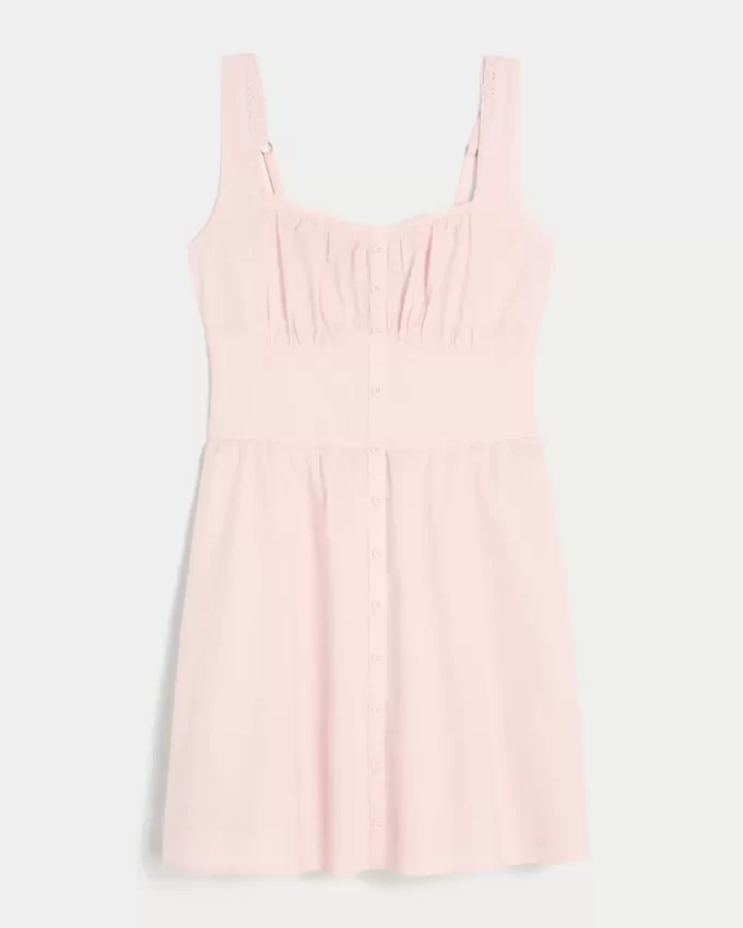 Mini sukienka zapinana z przodu na guziki