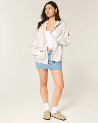 Oversized Camo Bluza z kapturem i zamkiem błyskawicznym