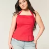 Plisowany top typu halter z odkrytymi plecami Plisowany top typu halter z odkrytymi plecami