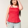Plisowany top typu halter z odkrytymi plecami Plisowany top typu halter z odkrytymi plecami