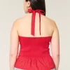 Plisowany top typu halter z odkrytymi plecami Plisowany top typu halter z odkrytymi plecami