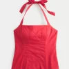 Plisowany top typu halter z odkrytymi plecami Plisowany top typu halter z odkrytymi plecami