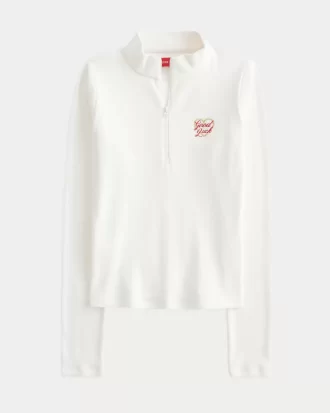 Prążkowana bluzka z nadrukiem Księżycowego Nowego Roku, zapinana na suwak