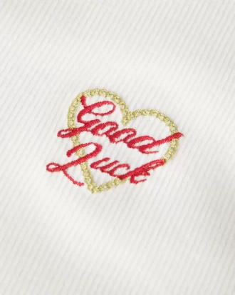 Prążkowana bluzka z nadrukiem Księżycowego Nowego Roku, zapinana na suwak