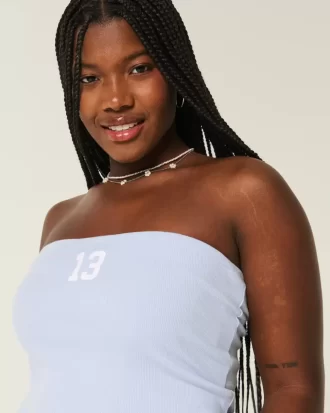 Prążkowany top bez ramiączek z grafiką