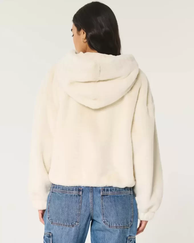 Przytulna bluza z kapturem i zamkiem ze sztucznego futra Przytulna bluza z kapturem i zamkiem ze sztucznego futra