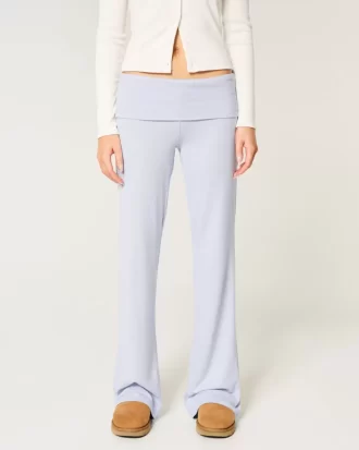 Przytulne dzianinowe spodnie do spania z odwijaną talią