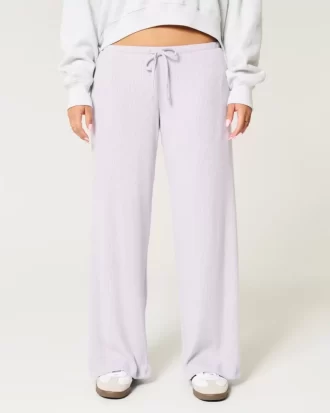 Przytulne, prążkowane, luźne spodnie ze ściągaczem Przytulne, prążkowane, luźne spodnie ze ściągaczem