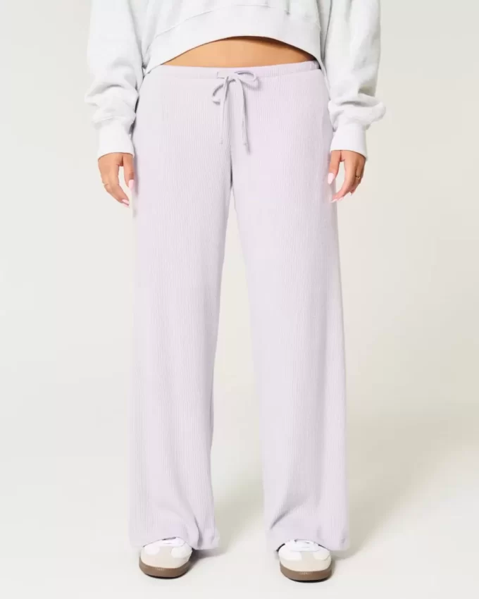 Przytulne, prążkowane, luźne spodnie ze ściągaczem Przytulne, prążkowane, luźne spodnie ze ściągaczem