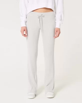 Przytulne, prążkowane spodnie dzwony Przytulne, prążkowane spodnie dzwony