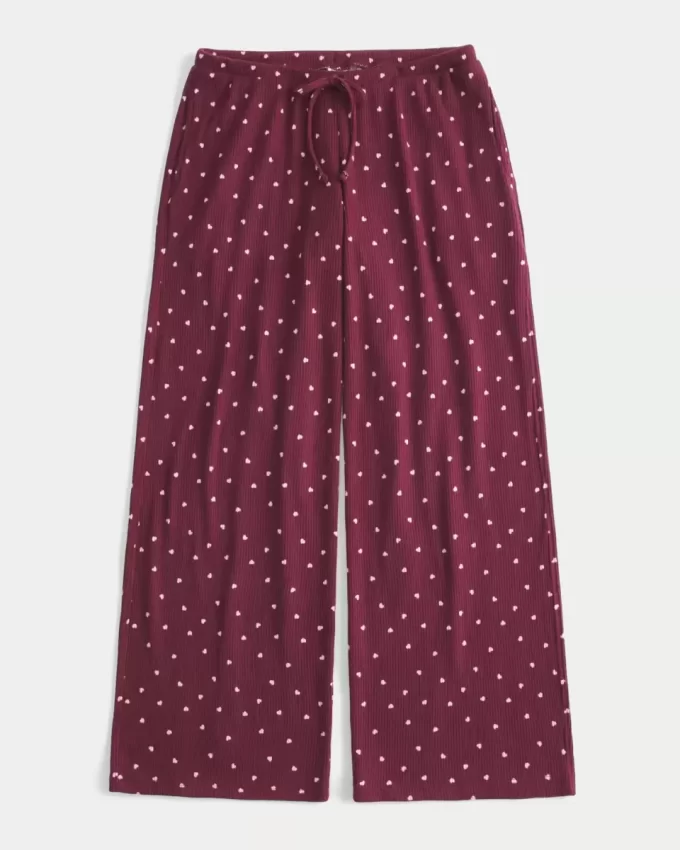 Przytulne, prążkowane spodnie z szerokimi nogawkami Przytulne, prążkowane spodnie z szerokimi nogawkami