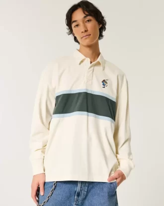 Pudełkowata, ciężka koszulka polo z grafiką rugby z diabłem tasmańskim