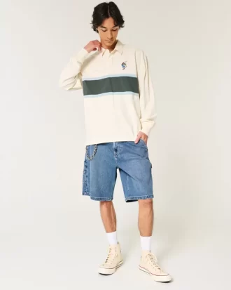 Pudełkowata, ciężka koszulka polo z grafiką rugby z diabłem tasmańskim