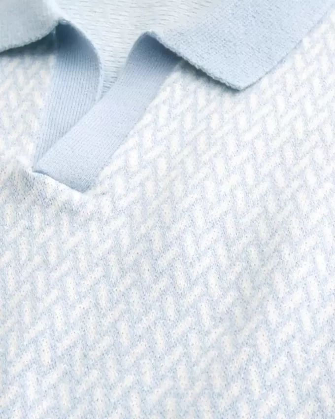 Pudełkowy sweter polo z krótkim rękawem Pudełkowy sweter polo z krótkim rękawem