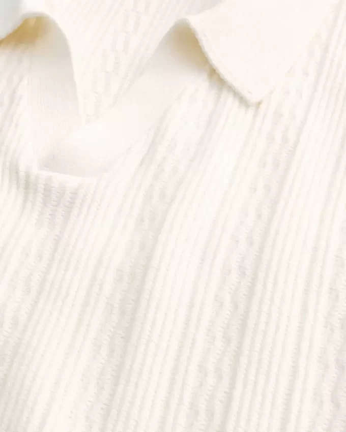 Pudełkowy sweter polo z krótkim rękawem Pudełkowy sweter polo z krótkim rękawem