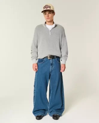 Pudełkowy sweter z zamkiem błyskawicznym o długości 1/4