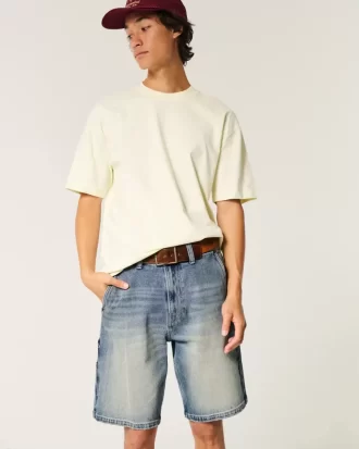 Średnio sprane, luźne szorty malarskie z dżinsu