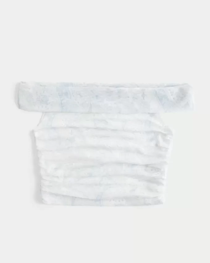 Siatkowy top z odkrytymi ramionami