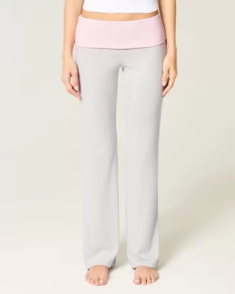 Spodnie dzwony z dzianiny z odwijaną talią