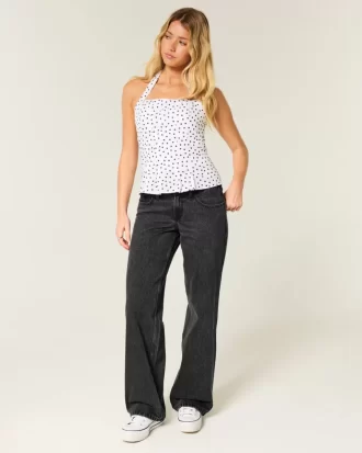 Spodnie jeansowe Baggy z niskim stanem i spranym czarnym wykończeniem