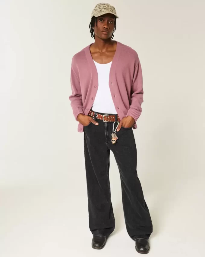 Sprane czarne dżinsy Baggy Bootcut