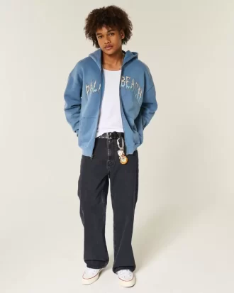 Sprane czarne dżinsy Baggy Bootcut