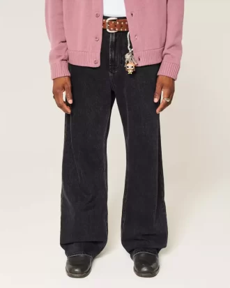 Sprane czarne dżinsy Baggy Bootcut