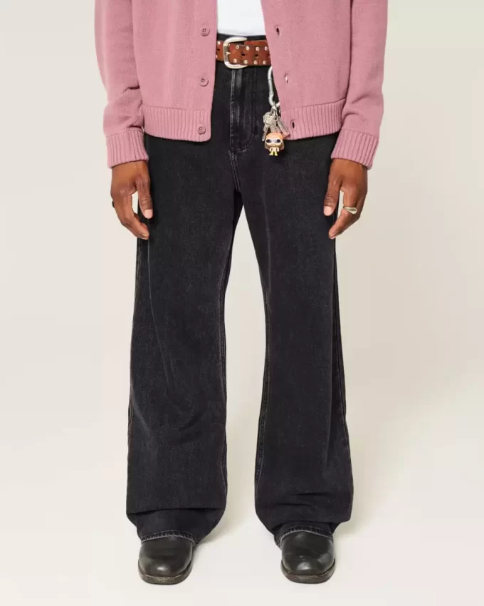 Sprane czarne dżinsy Baggy Bootcut