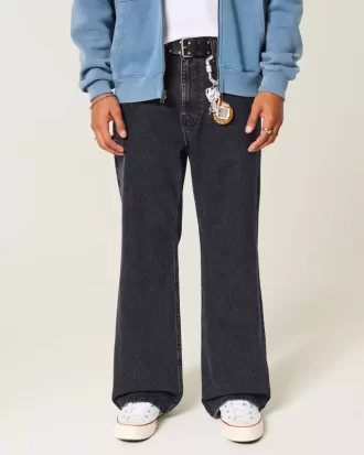 Sprane czarne dżinsy Baggy Bootcut