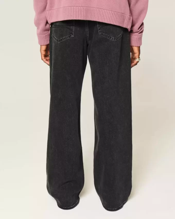 Sprane czarne dżinsy Baggy Bootcut