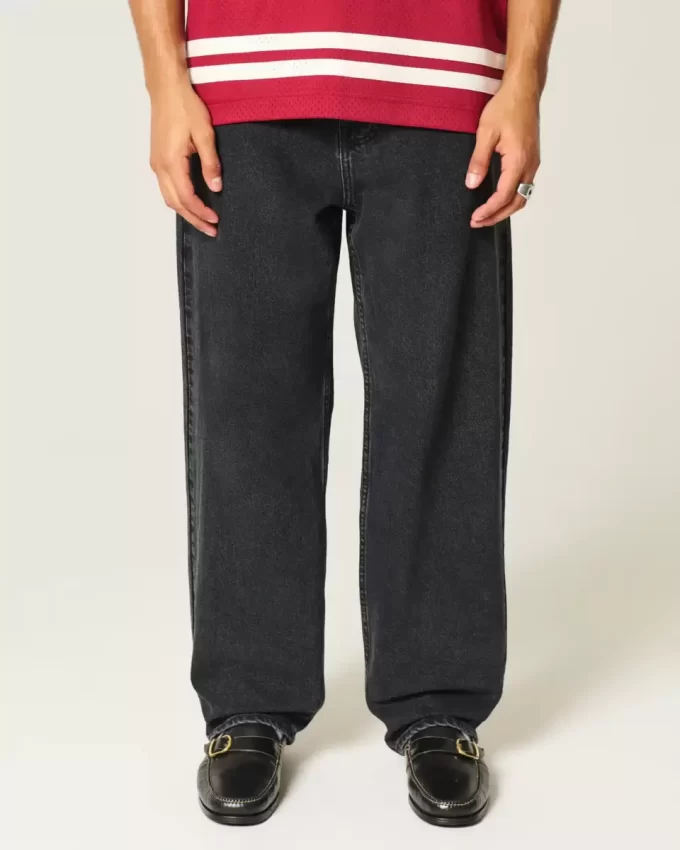 Sprane czarne dżinsy typu skater baggy Sprane czarne dżinsy typu skater baggy