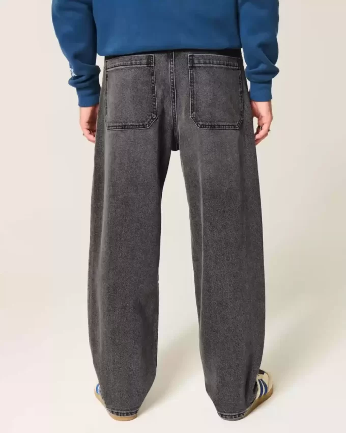 Sprane czarne dżinsy typu skater baggy