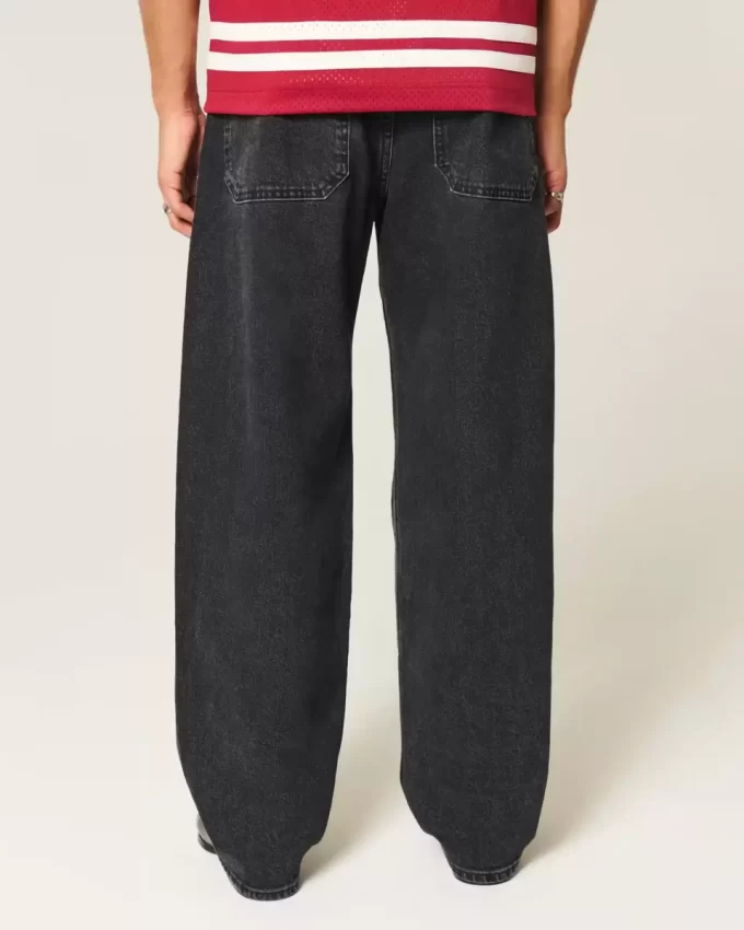 Sprane czarne dżinsy typu skater baggy Sprane czarne dżinsy typu skater baggy