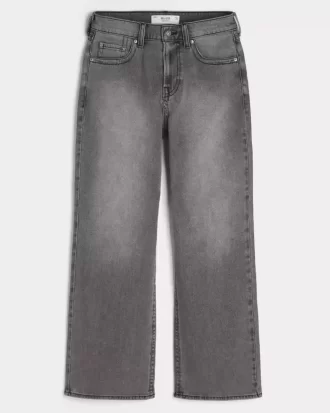 Sprane czarne, haftowane, luźne jeansy typu bootcut