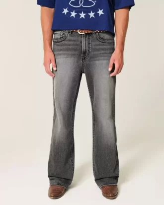 Sprane czarne, haftowane, luźne jeansy typu bootcut