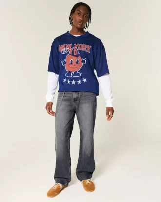 Sprane czarne, luźne jeansy