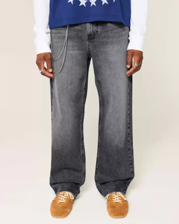 Sprane czarne, luźne jeansy