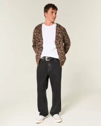 Sprane czarne, luźne jeansy z ćwiekami