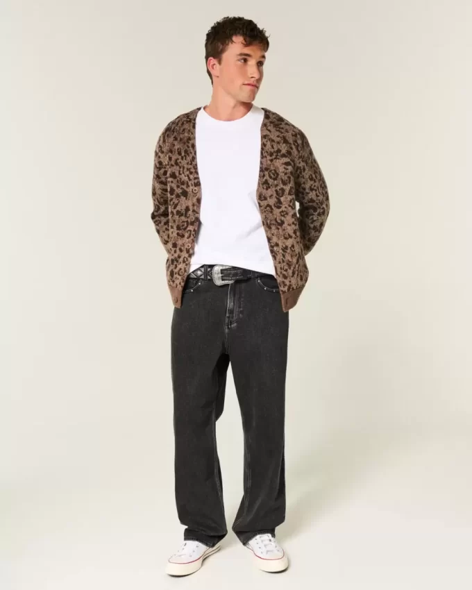 Sprane czarne, luźne jeansy z ćwiekami