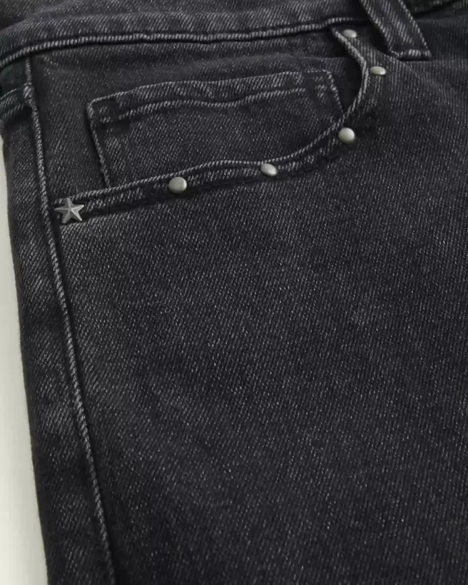 Sprane czarne, luźne jeansy z ćwiekami