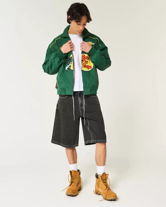 Sprane czarne spodenki jeansowe z grafiką Super Baggy Cat Sprane czarne spodenki jeansowe z grafiką Super Baggy Cat