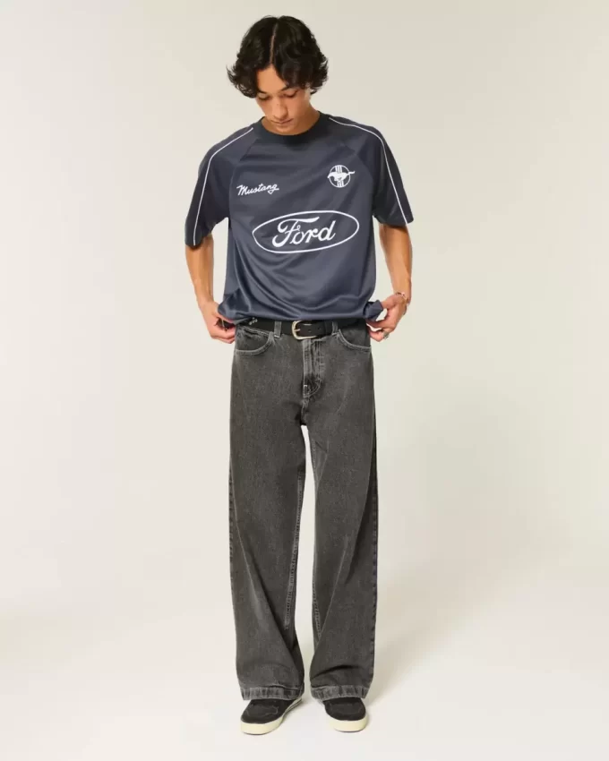 Sprane czarne super luźne jeansy Sprane czarne super luźne jeansy