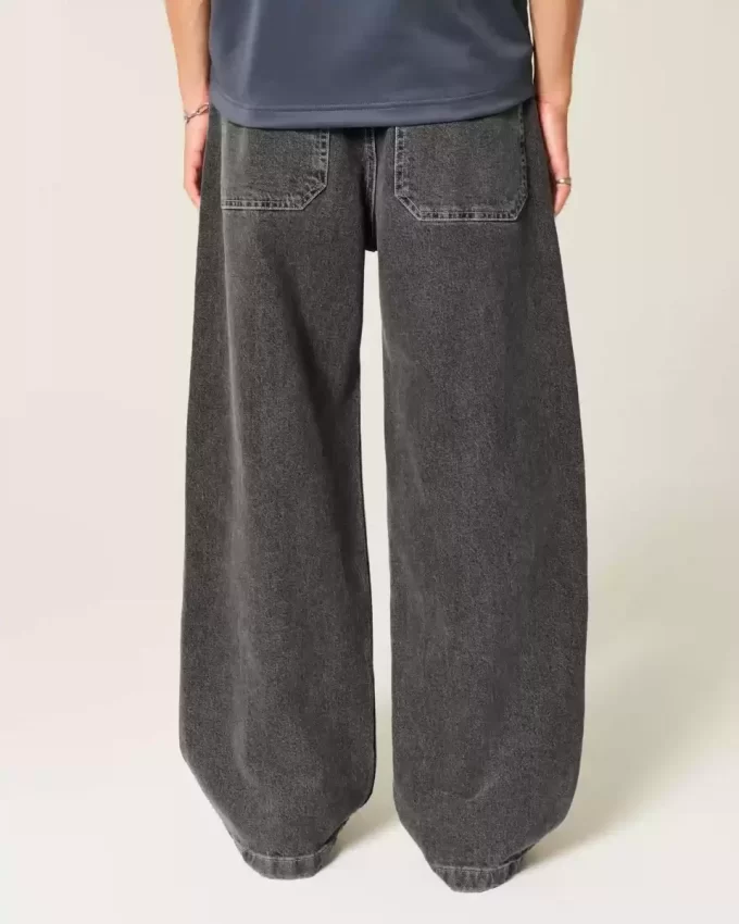 Sprane czarne super luźne jeansy Sprane czarne super luźne jeansy