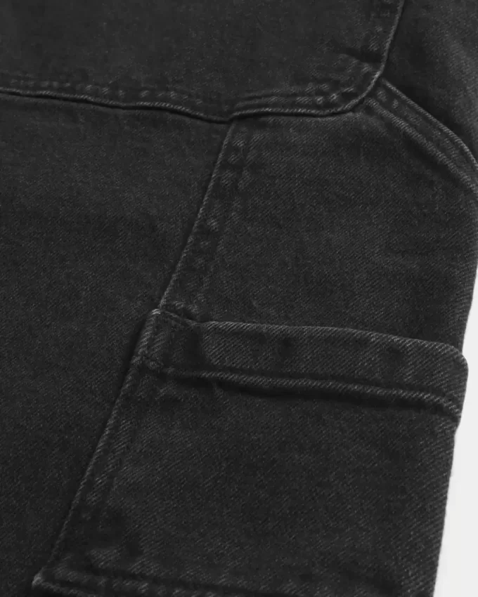 Sprane czarne superluźne jeansy malarskie Sprane czarne superluźne jeansy malarskie