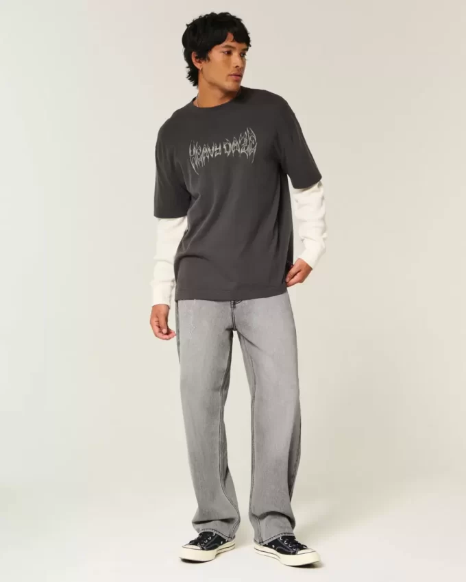 Sprane czarne zdobione, luźne jeansy