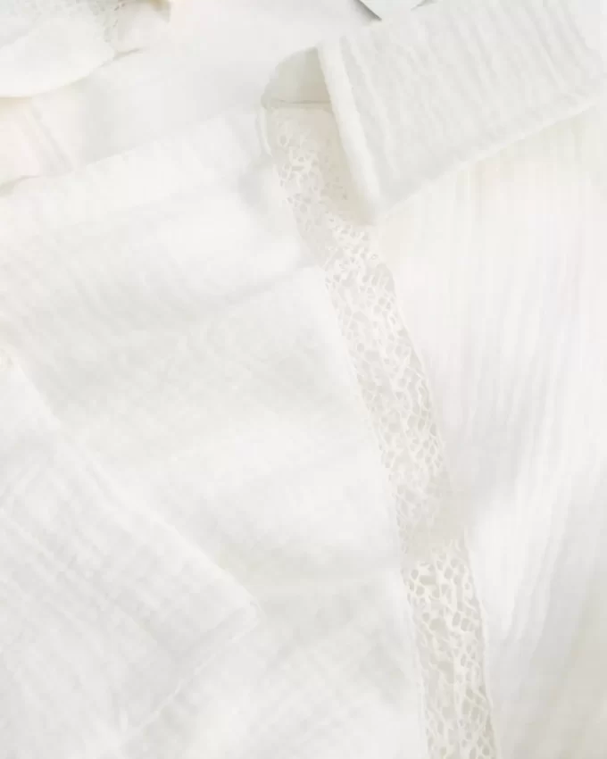 Sukienka koszulowa mini z gazy zapinana na guziki