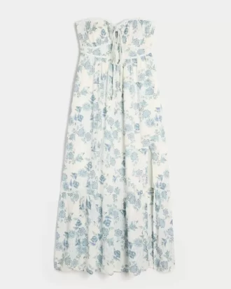 Sukienka maxi bez ramiączek z warkoczem