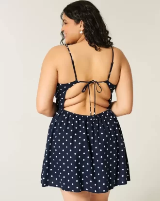 Sukienka mini z mieszanki lnu i odkrytymi plecami