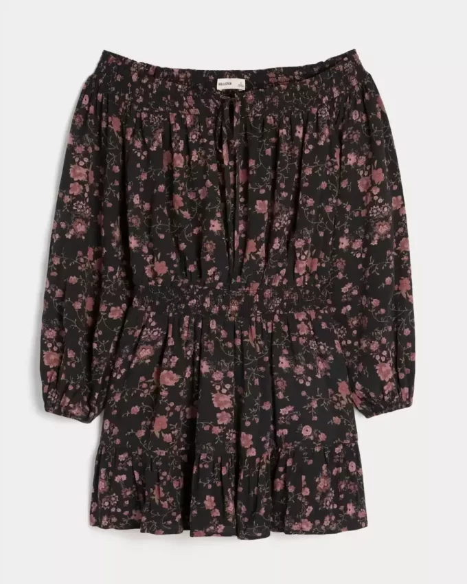 Sukienka tkana z odkrytymi ramionami