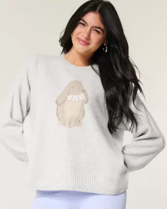 Sweter Hollister Comfy Cloud Bunny Graphic Crew